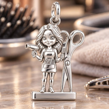 Master Stylist Charm Bracelet – Personalized Hairstylist Gift – macro detail of the charm