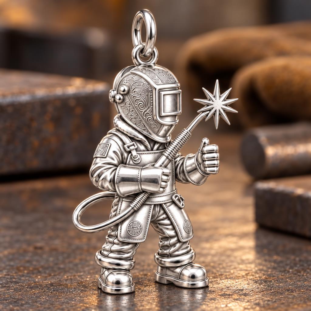 Master Welder Charm Bracelet – Personalized Welder Gift – macro detail of the charm