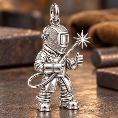 Master Welder Charm Bracelet – Personalized Welder Gift – macro detail of the charm