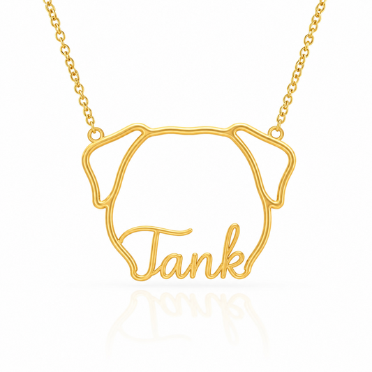 Mastiff Whisper of Paws - Personalized Outline Your Pet's Face and Name Necklace