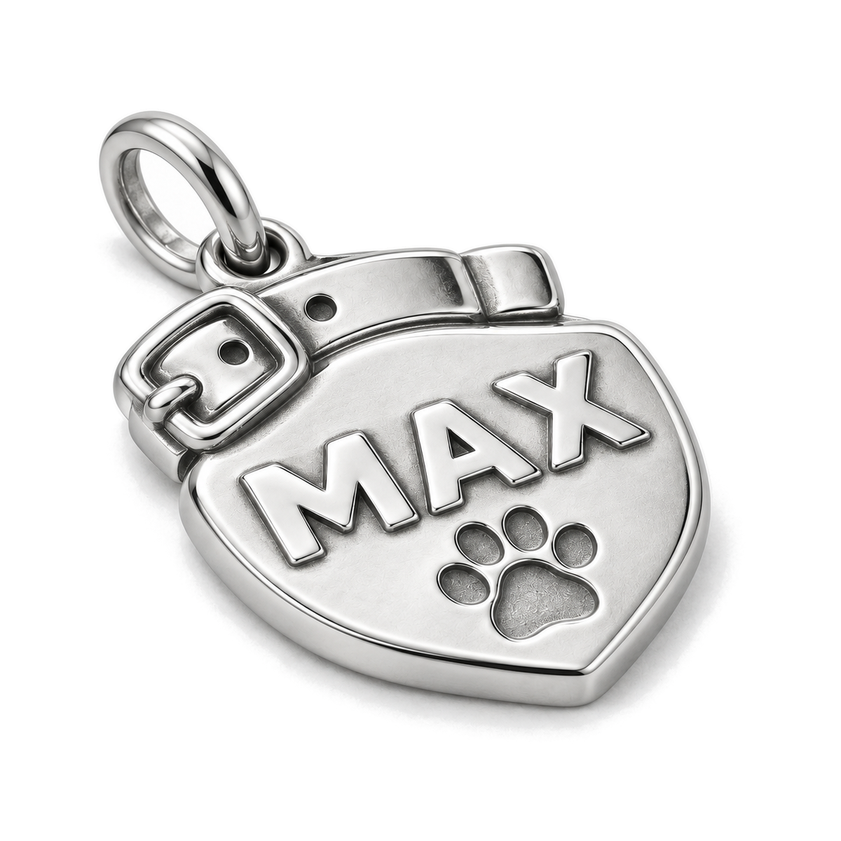 Max Collar Tag Charm — Silver Super Macro | charm-topics-remaining-444-2026-09-14 | topic-335