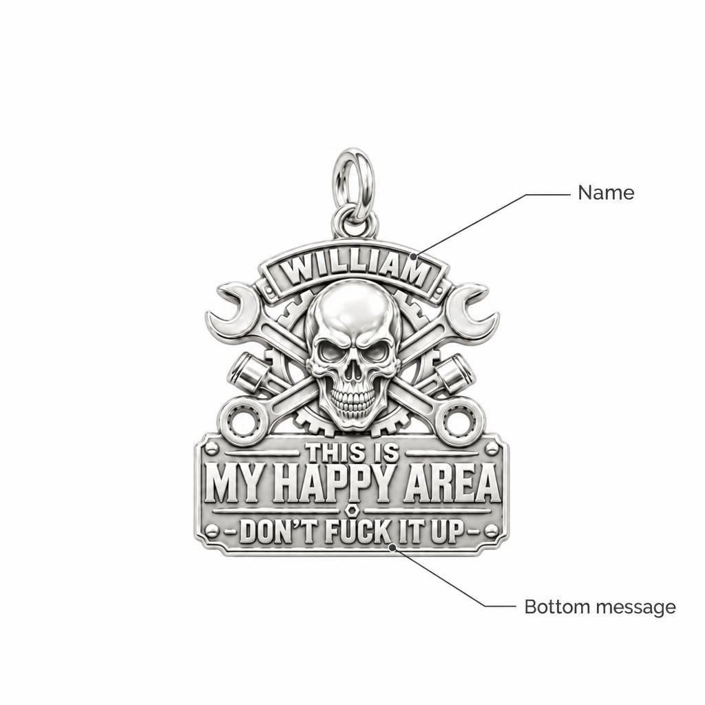 Mechanic Skull Happy Area Charm Bracelet – Personalized Dad Gift – personalization guide