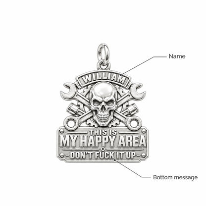 Mechanic Skull Happy Area Charm Bracelet – Personalized Dad Gift – personalization guide