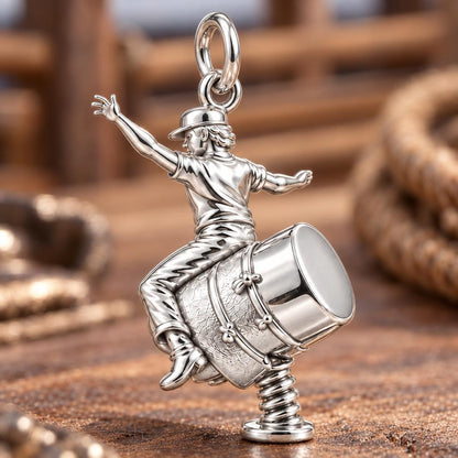 Mechanical Bull Rider Charm Bracelet – Personalized Fan Gift – macro detail of the charm