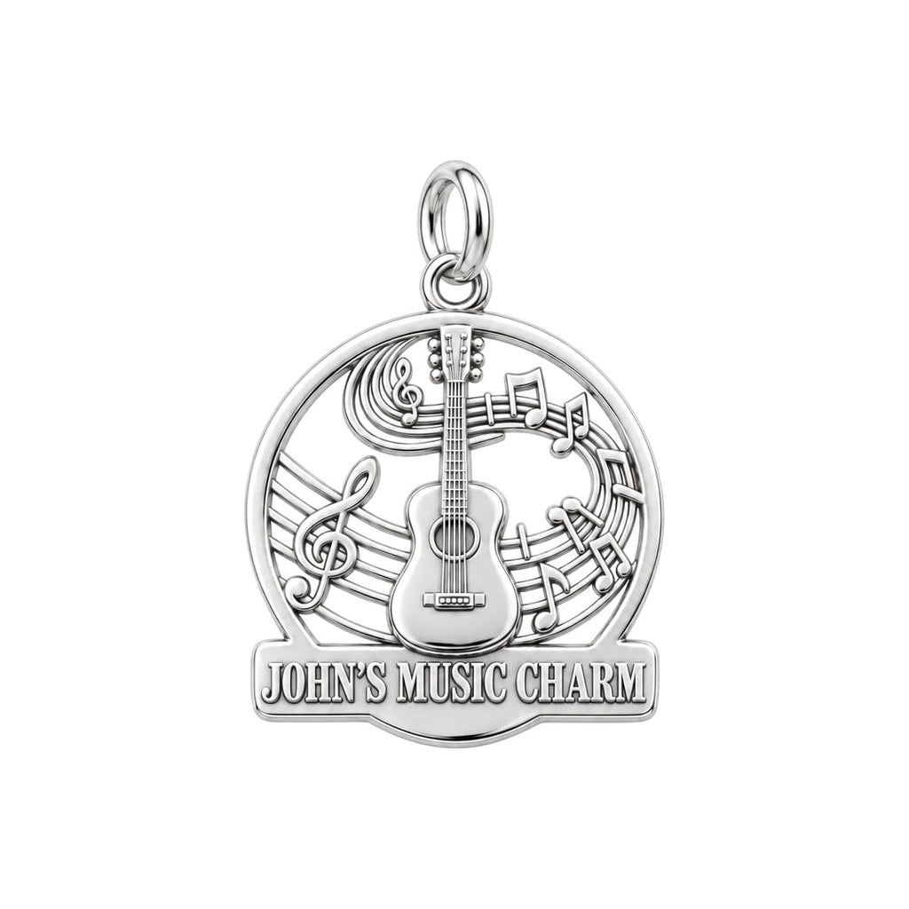 Melody of the Soul Charm Bracelet – Personalized Musician Gift – silver plated 3 cm charm, front view