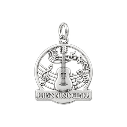 Melody of the Soul Charm Bracelet – Personalized Musician Gift – silver plated 3 cm charm, front view