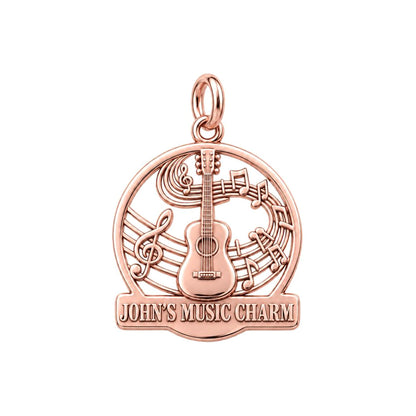 Melody of the Soul Charm Bracelet – Personalized Musician Gift – rose gold 3 cm charm, front view