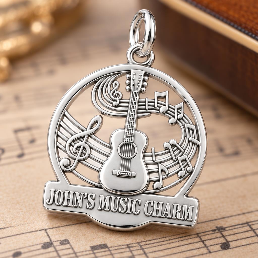 Melody of the Soul Charm Bracelet – Personalized Musician Gift – macro detail of the charm
