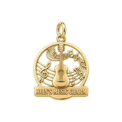 Melody of the Soul Charm Bracelet – Personalized Musician Gift – 18K gold plated 3 cm charm, front view