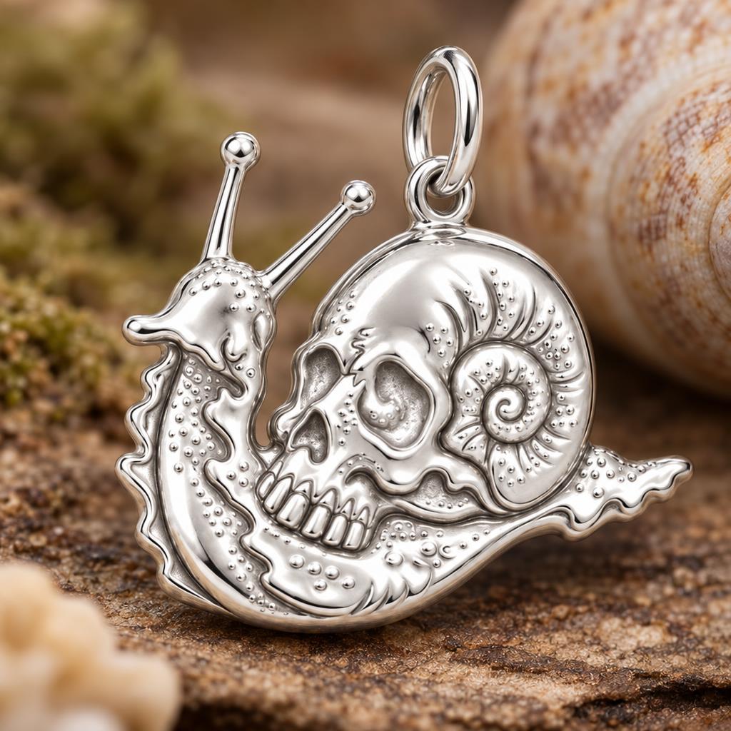 Memento Snail Shell Charm Bracelet – Personalized Nature Gift – macro detail of the charm