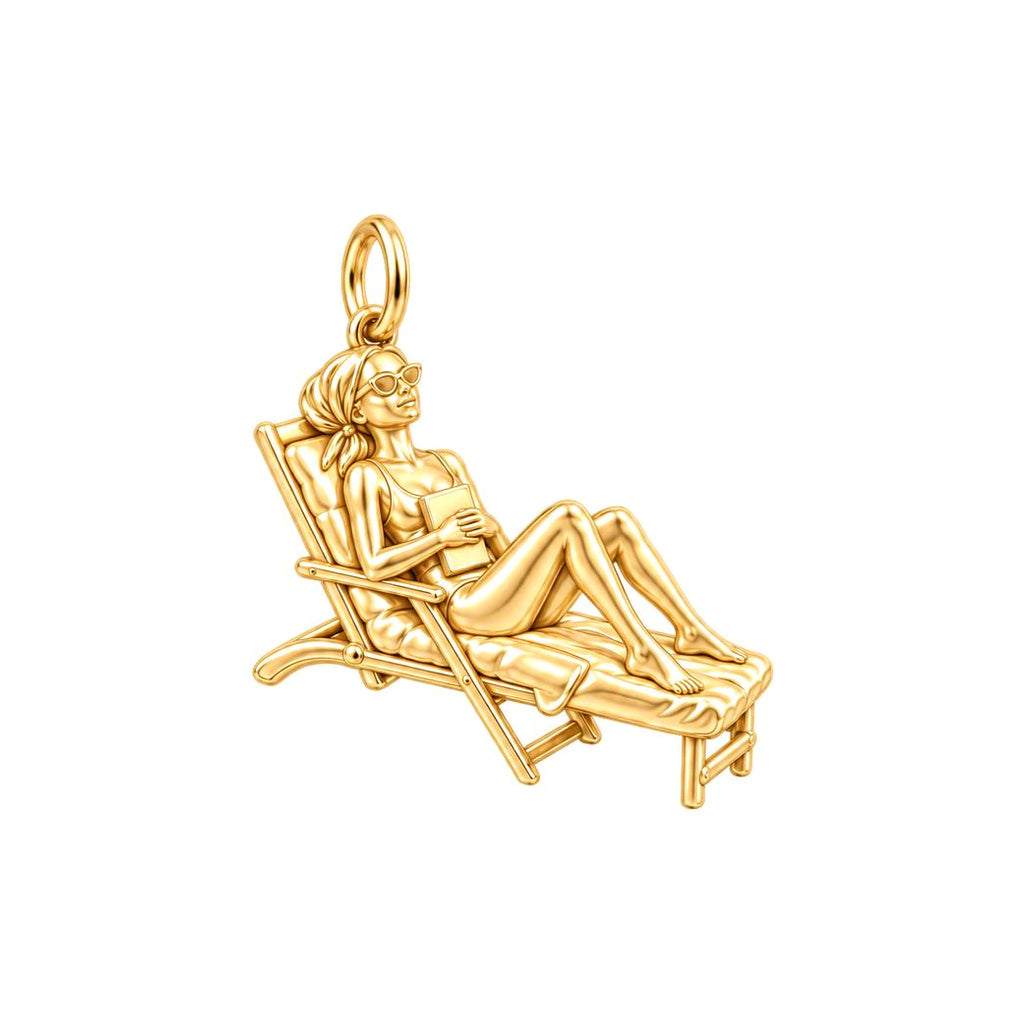 Memorable activities at the beach Charm Bracelet – Personalized Mom Gift – 18K gold charm, front view