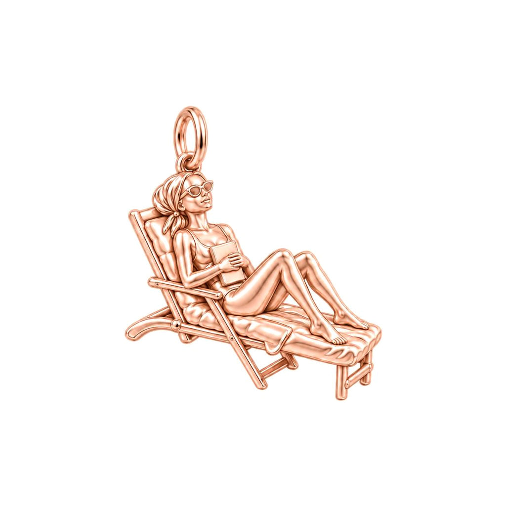 Memorable activities at the beach Charm Bracelet – Personalized Mom Gift – rose gold charm, front view