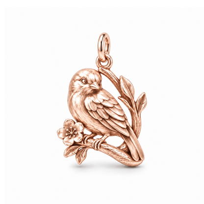 Memory Songbird Charm — Rose Gold | charm-topics-remaining-444-2026-09-14 | topic-428