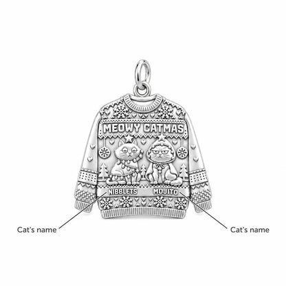 Meowy Catmas Sweater Charm Bracelet – Personalized Cat Mom Gift – personalization guide