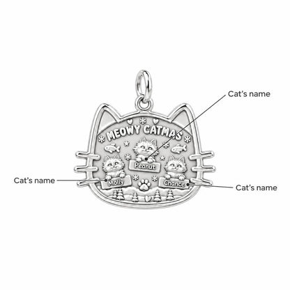 Meowy Catmas Winter Scene Charm Bracelet – Personalized Cat Mom Gift – personalization guide