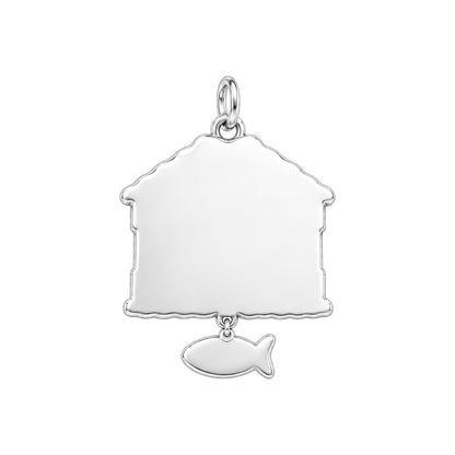 Merry Catmas House Charm Bracelet – Personalized Cat Mom Gift – back of the charm, engraving area