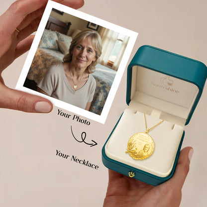 Soulyshine Eternal Presence Personalized Memorial -  Upload Photo Necklace in Sterling Silver/14K Gold Vermeil