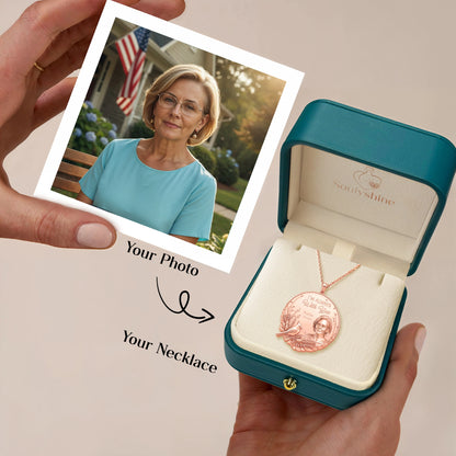 Soulyshine Eternal Presence Personalized Memorial -  Upload Photo Necklace in Sterling Silver/14K Gold Vermeil