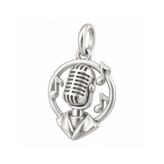Microphone and Halo Charm — Silver — 50-works-silver-20260916-166