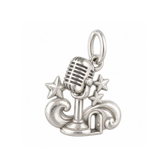 Microphone and Three Stars Charm — Silver — 50-works-silver-20260916-60