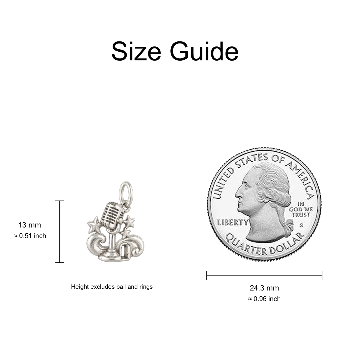 Microphone and Three Stars Charm — Size Guide — 13 mm body excluding bail and rings — 50-works-silver-20260916-60