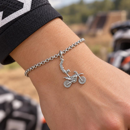 Midair Motocross Stunt Charm Bracelet Set – worn / in use