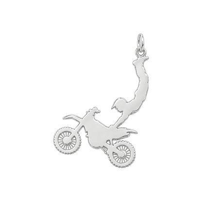 Midair Motocross Stunt Huggie Charm Earrings – back of the charm, engraving area