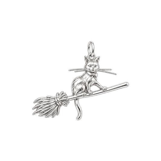 Midnight Flight Cat Charm Bracelet – Personalized Cat Mom Gift – silver charm, front view