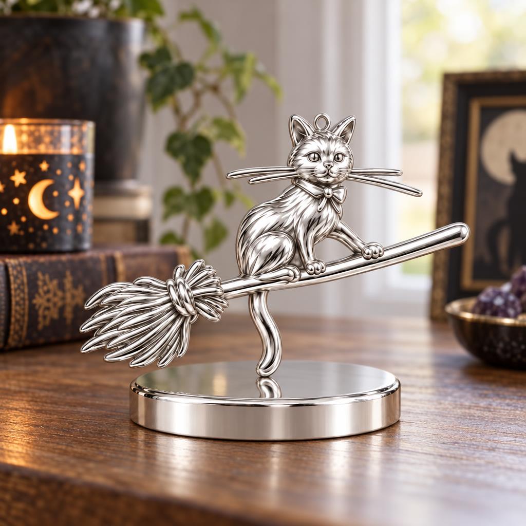 Midnight Flight Cat Keepsake Plaque – worn / in use
