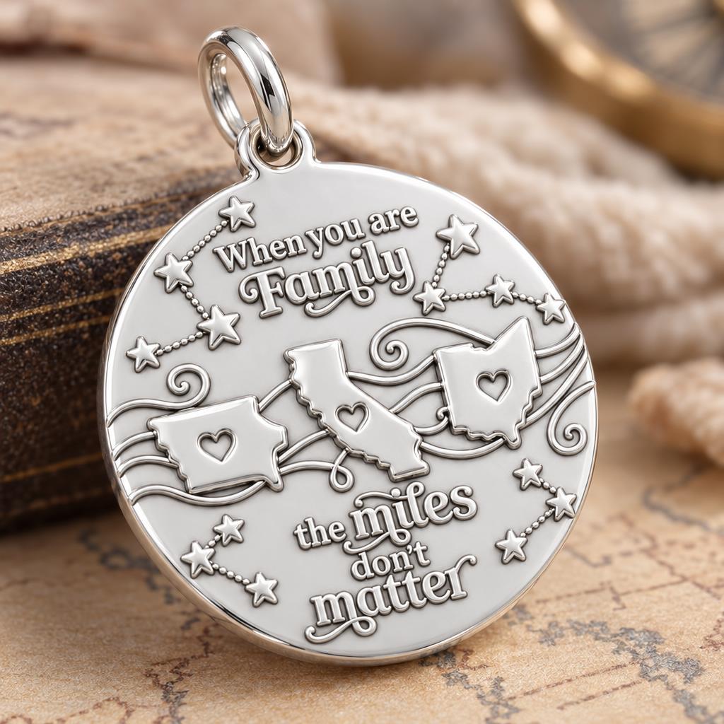 Miles Don't Matter Charm Bracelet – Personalized Family Gift – macro detail of the charm