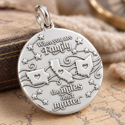 Miles Don't Matter Charm Bracelet – Personalized Family Gift – macro detail of the charm