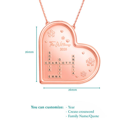 Soulyshine Family Crossword Personalized Love Piece - Necklace in Sterling Silver/14K Gold Vermeil