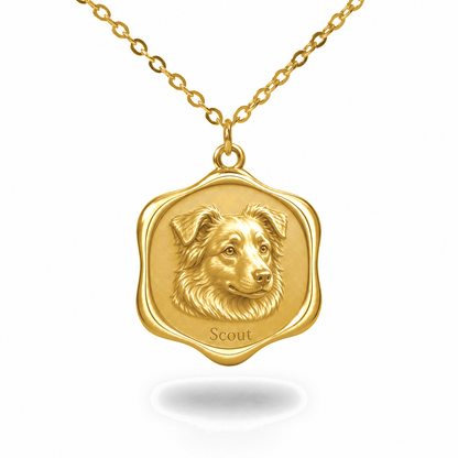 Soulyshine Mini Aussie Precious Paw personalized pet photo necklace - 18K Gold Vermeil front