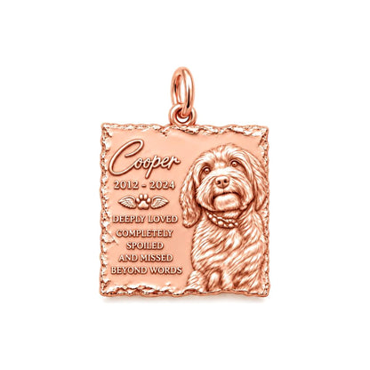 Missed Beyond Words Memorial Charm and Polyester Cord Bracelet Set – rose gold 3 cm charm, front view