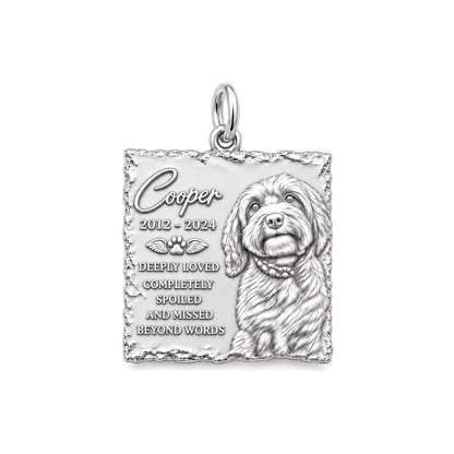 Missed Beyond Words Memorial Charm and Polyester Cord Bracelet Set – silver plated 3 cm charm, front view
