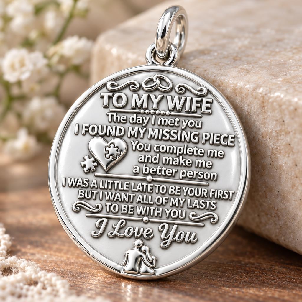 Missing Piece Charm Bracelet – Personalized Wife Gift – macro detail of the charm