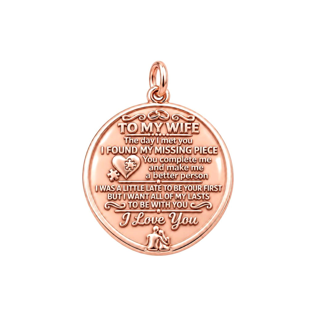 Missing Piece Charm Bracelet – Personalized Wife Gift – rose gold 3 cm charm, front view