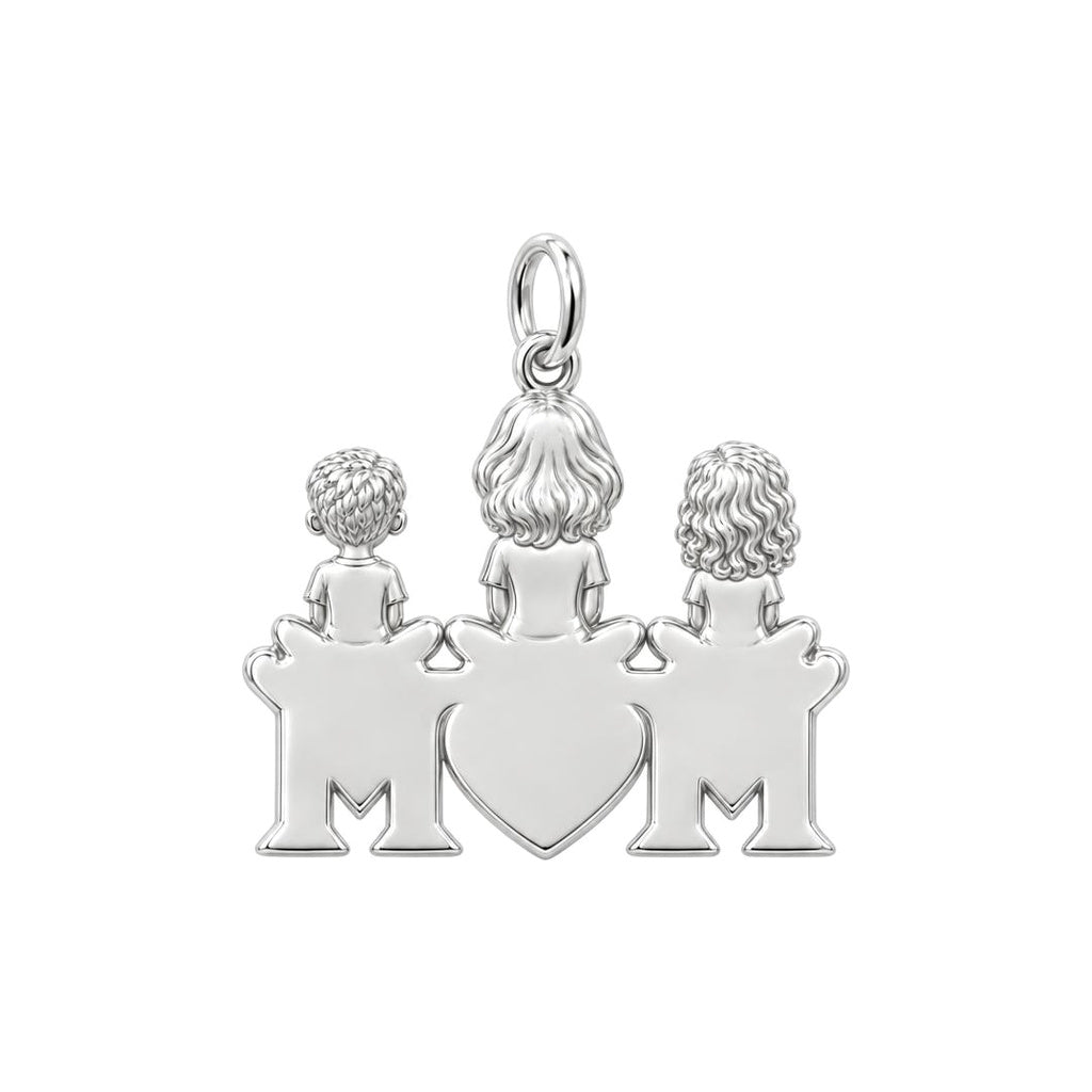 Mom and Her Little Hearts Charm Bracelet – Personalized Mom Gift – back of the charm, engraving area