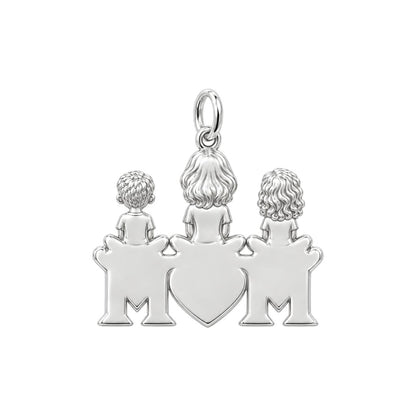 Mom and Her Little Hearts Charm Bracelet – Personalized Mom Gift – back of the charm, engraving area