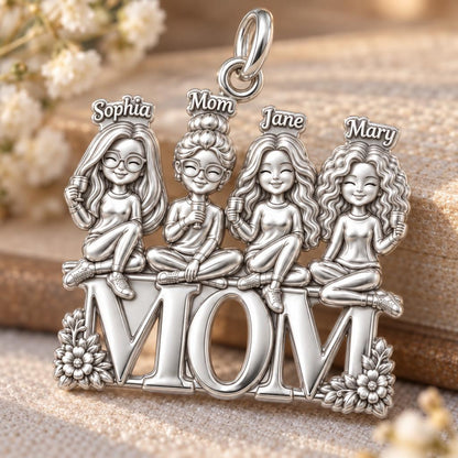 Mom's Garden of Girls Charm Bracelet – Personalized Mom Gift – macro detail of the charm