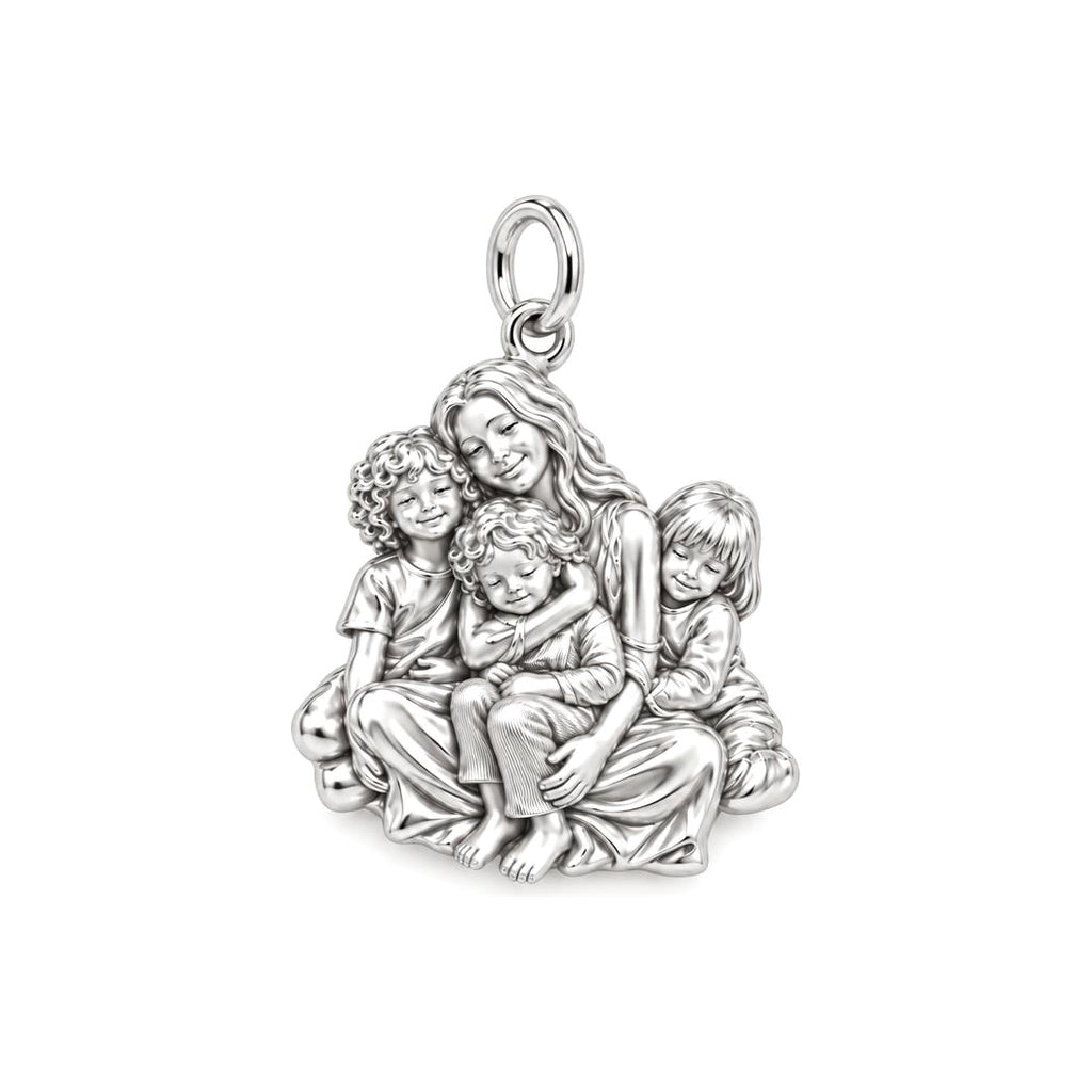Mom's Inner Circle Charm Bracelet – Personalized Mom Gift – silver charm, front view