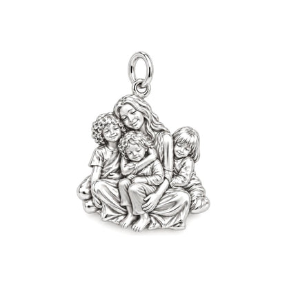 Mom's Inner Circle Charm Bracelet – Personalized Mom Gift – silver charm, front view