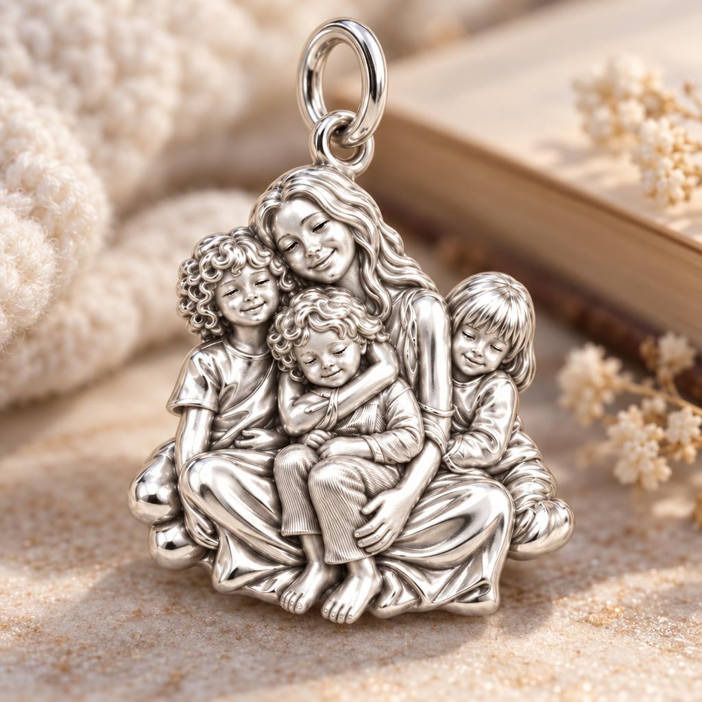 Mom's Inner Circle Charm Bracelet – Personalized Mom Gift – macro detail of the charm
