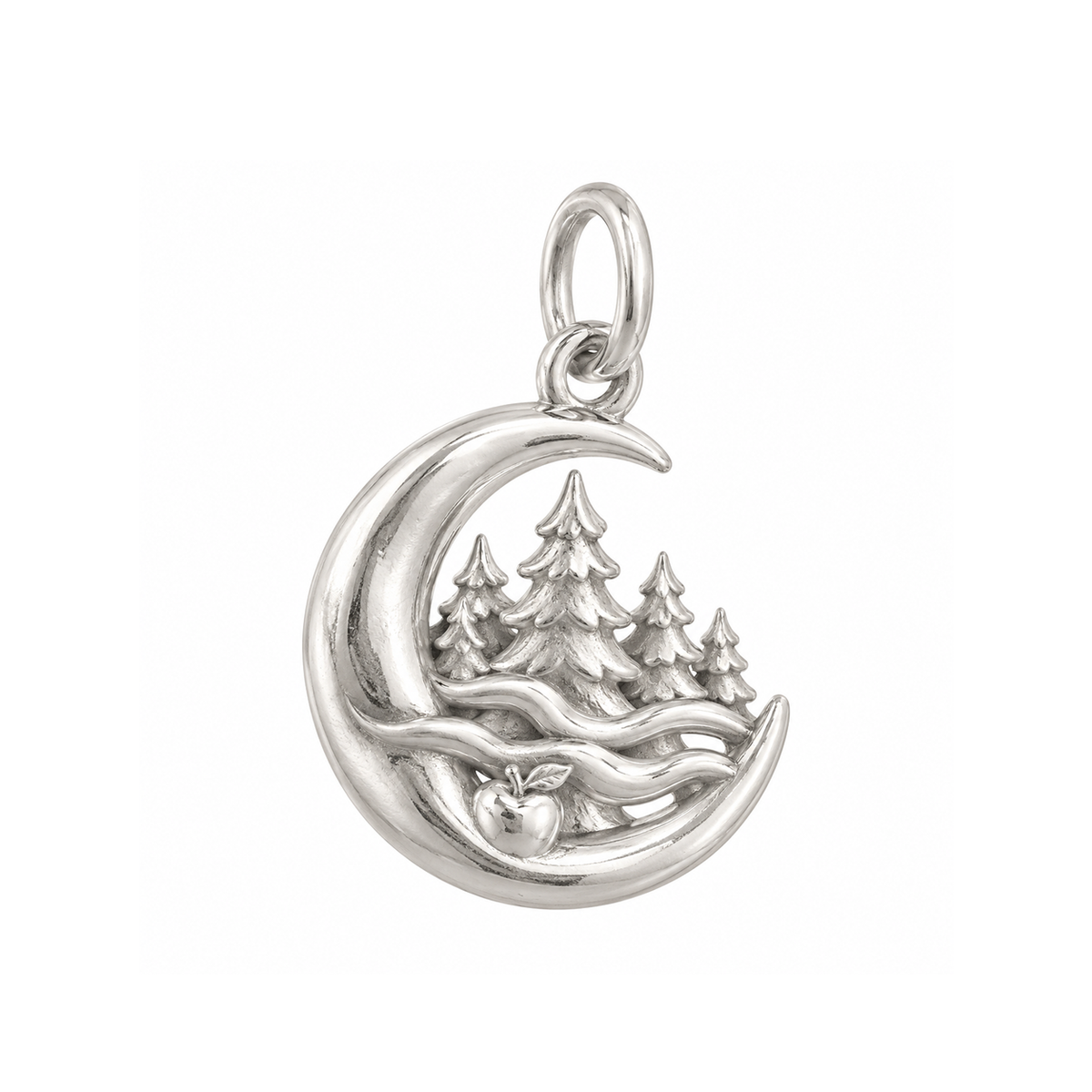 Moon and Pine Forest Charm — Silver — 50-works-silver-20260916-132