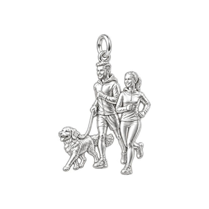 Morning Jog Together Charm Bracelet – Personalized Couple Gift – silver charm, front view
