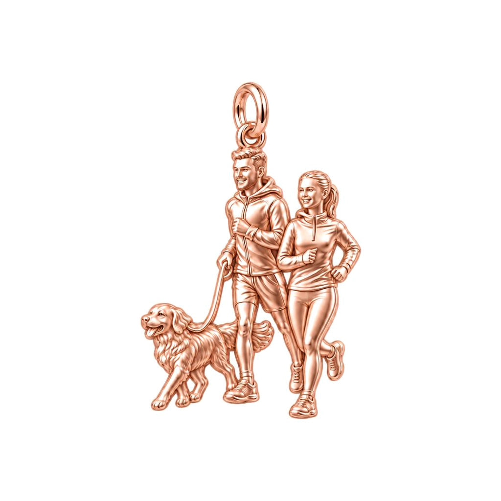Morning Jog Together Charm Bracelet – Personalized Couple Gift – rose gold charm, front view