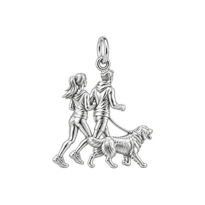 Morning Jog With Furry Friend Charm Bracelet – Personalized Couple – back of the charm, engraving area