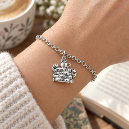 Morning Ritual Books and Coffee Charm Bracelet Set – worn / in use