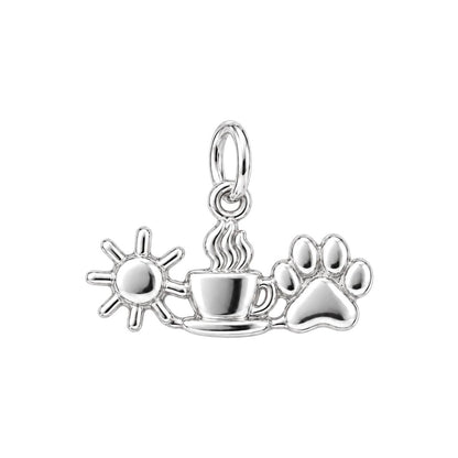 Morning Ritual Sunshine Coffee and Paw Charm and Polyester Cord Bracelet Set