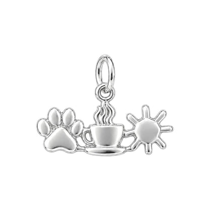 Morning Ritual Sunshine Coffee and Paw Charm and Polyester Cord Bracelet Set